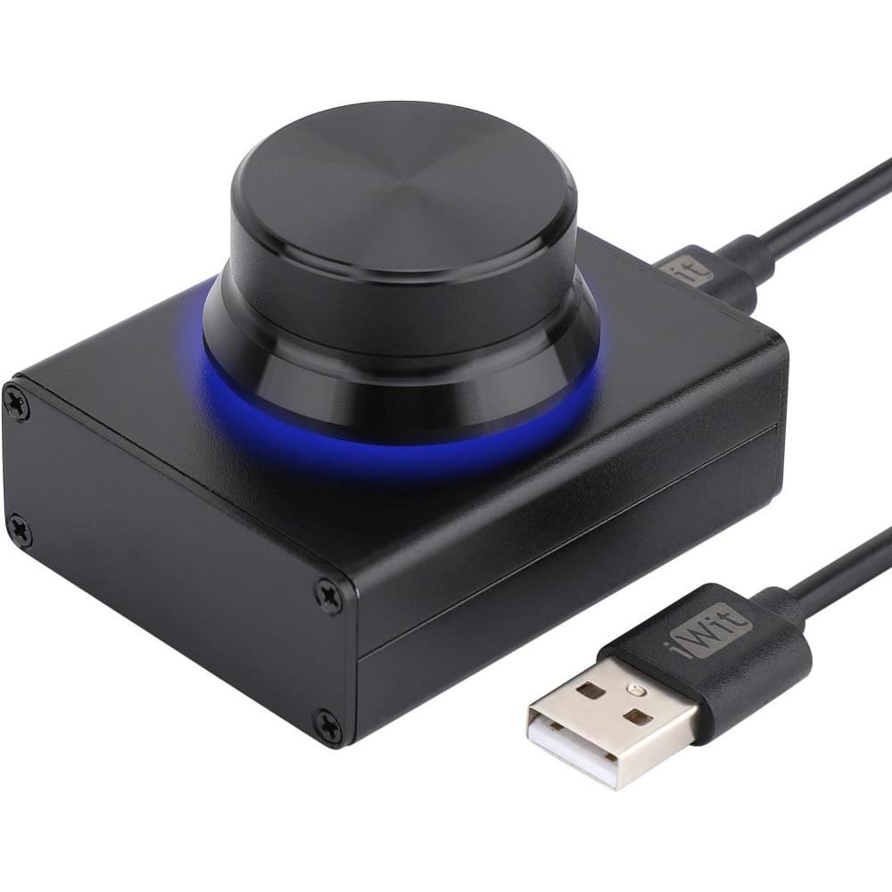 imageDROK USB Volume Knob Small PC Computer Speaker Volume Control Audio External USB Volume Control Knob with 1Key Mute Function Support Win7 8 10 XP Mac Vista Android Black and SilverBlack