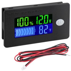 imageDROK 2pcs 12V Battery Capacity Monitor 10100V 24V 36V 48V Digital Battery Status Tester Meter Remaining Percentage Level Voltage Power Indicator Panel Gauge for Marine RV Fahrenheit TemperaturBlack