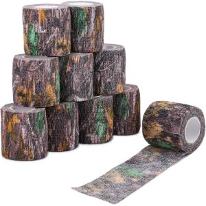 imageDROK 410 Roll Camo Tape Wrap Camouflage SelfAdhesive Camo Stick Bandage for Outdoor Sports Climbing Camping 23in x 1476ft for Range Finder Camera Flashlight BicycleBionic Wood