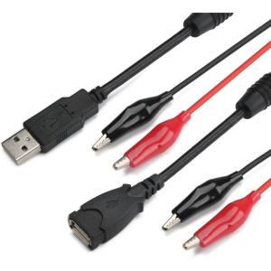 imageDROK 4FT Power Cable 3 Prong Grounding Plug Extension Cord with Switch OnOff Copper Test Leads with Alligator Clips Fork Terminal Connectors for Electrical Testing AC to DC Converter 110V to 12VUSB Male to Female