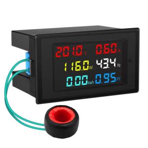 imageDROK AC Meter AC 80300V 100A Voltage Current Power Factor Frequency Electric Energy Monitor Ammeter Voltmeter Multimeter Tester 110V 220V Digital Color LCD Volt Amp Watt Detector Reader Panel