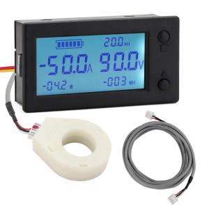 imageDROK Battery Monitor Amp Volt Power Watt Meter DC 0300V 200A STN LCD Display Panel Meter Current Voltage Energy Capacity Ammeter Voltmeter Multimeter Gauge with Hall Sensor 25m Shielde98425m Cable