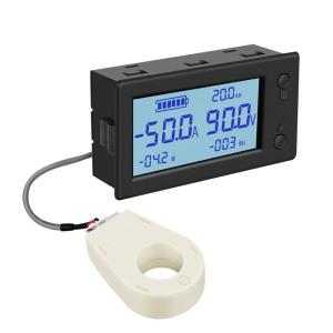 imageDROK Battery Monitor Amp Volt Power Watt Meter DC 0300V 200A STN LCD Display Panel Meter Current Voltage Energy Capacity Ammeter Voltmeter Multimeter Gauge with Hall Sensor 25m Shielde19705m Cable