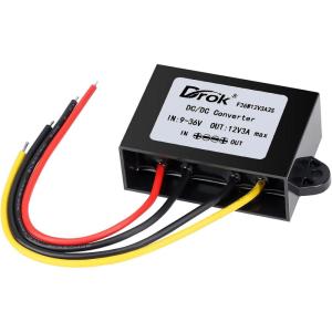 imageDROK Boost Buck Converter 9V36V to 12V 3A 36W Plastic Shell Waterproof Auto Step Up Down Voltage Regulator 12V Volt Transformer for Car Audio Solar Power System LCD Television LED Display ScreenPlastic Shell