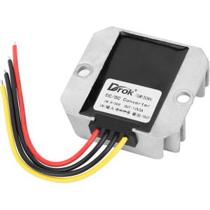 imageDROK Boost Buck Converter 9V36V to 12V 3A 36W Plastic Shell Waterproof Auto Step Up Down Voltage Regulator 12V Volt Transformer for Car Audio Solar Power System LCD Television LED Display ScreenAluminium Shell