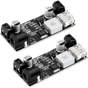 imageDROK DC Buck Converter 12V to 5V Step Down Converter Voltage Regulator 9V36V to 5V 356A Pack of 2 BlueBlack2pcs