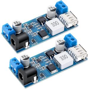 imageDROK DC Buck Converter 12V to 5V Step Down Converter Voltage Regulator 9V36V to 5V 356A Pack of 2 BlueBlue2pcs