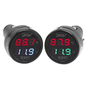 imageDROK Digital DC Voltage 10170 Degree Fahrenheit Temperature Monitor Car Motorcycle Battery Voltmeter Thermometer 12V 24V Temp Volt Tester MultimeterStandard 2PCS
