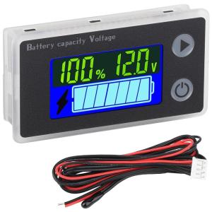 imageDROK RV Battery Monitor 12V  Golf Cart Battery Meter 10100V Digital Voltmeter Temperature Gauge for Car Marine DIY ProjectBlack