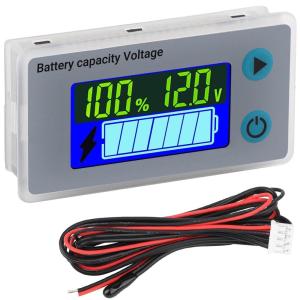 imageDROK RV Battery Monitor 12V  Golf Cart Battery Meter 10100V Digital Voltmeter Temperature Gauge for Car Marine DIY ProjectGrey