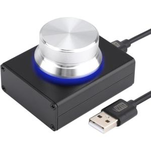 imageDROK USB Volume Knob Small PC Computer Speaker Volume Control Audio External USB Volume Control Knob with 1Key Mute Function Support Win7 8 10 XP Mac Vista Android Black and SilverSilver
