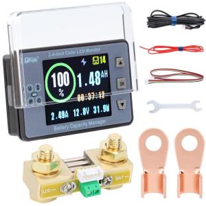 imageDROK Digital Multimeter DC 8100V 100A Battery Monitor 12V 24V 36V 48V 60V Volt Amp Watt Meter Big Color Screen LCD Display Capacity Time Power Voltmeter Ampmeter for RV Solar Panel Battery Charge500A