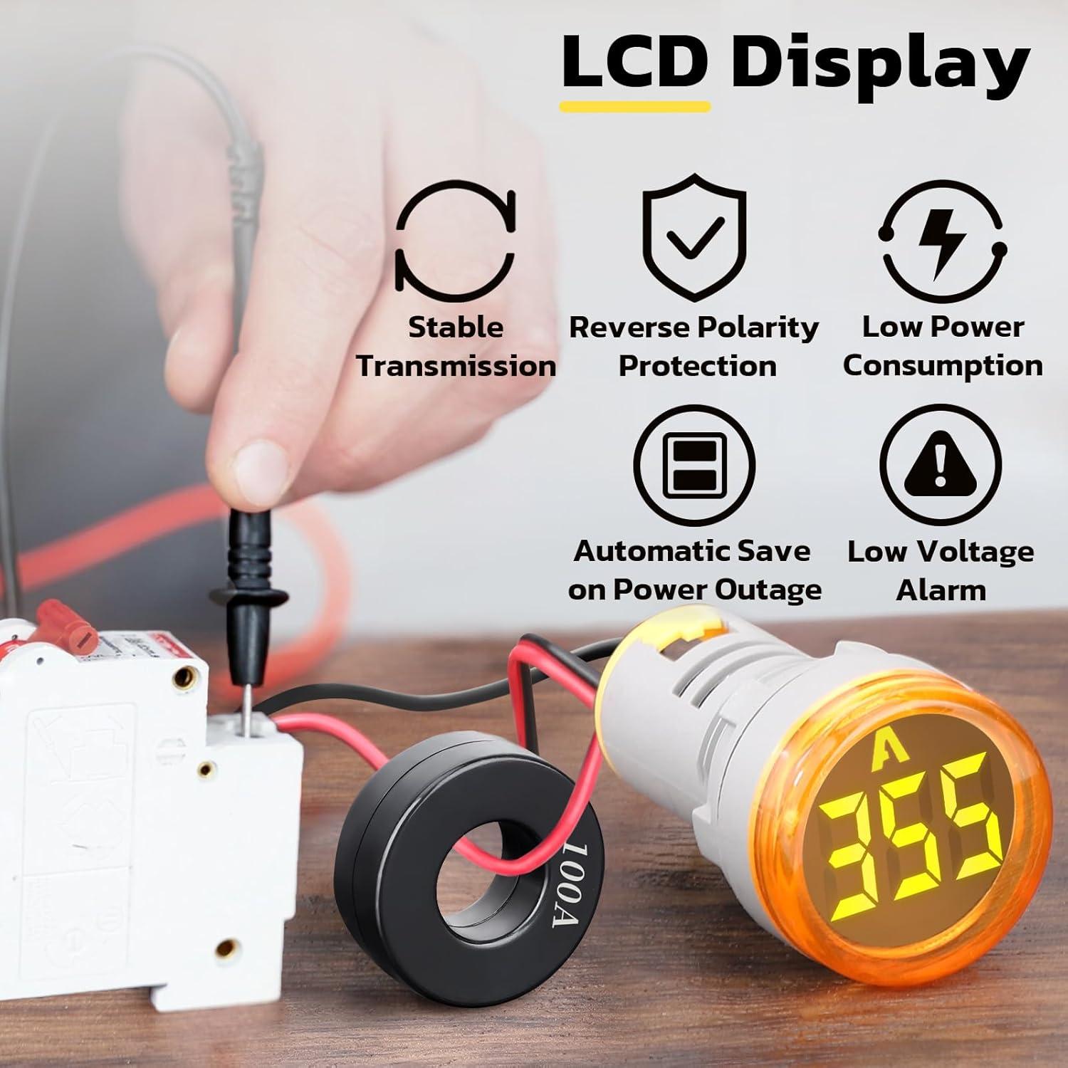 imageDROK AC Voltage Display 3pcs Digital LED Display Voltmeter AC 60500V Voltage Meter Monitor 110v 220v Volt Detetor Green Red Yellow Signal Indicator Light PanelRegular