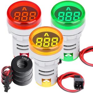 imageDROK AC Voltage Display 3pcs Digital LED Display Voltmeter AC 60500V Voltage Meter Monitor 110v 220v Volt Detetor Green Red Yellow Signal Indicator Light PanelRegular