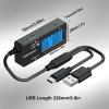 imageDROK USB C Tester Power Meter  LCD Display Variable Backlight Voltmeter Amp Battery Capacity Tester Internal Resistance Battery Level Indicator for Laptop Tablet Phone Power BankBlack