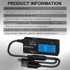 imageDROK USB C Tester Power Meter  LCD Display Variable Backlight Voltmeter Amp Battery Capacity Tester Internal Resistance Battery Level Indicator for Laptop Tablet Phone Power BankBlack