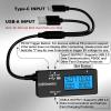 imageDROK USB C Tester Power Meter  LCD Display Variable Backlight Voltmeter Amp Battery Capacity Tester Internal Resistance Battery Level Indicator for Laptop Tablet Phone Power BankBlack