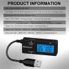 imageDROK USB C Tester Power Meter  LCD Display Variable Backlight Voltmeter Amp Battery Capacity Tester Internal Resistance Battery Level Indicator for Laptop Tablet Phone Power BankBlack