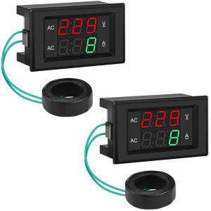 imageDROK Volt Amp Meter AC 500V 200A Digital Voltmeter Ammeter Panel 039 Inches LED 2in1 Multimeter 2Wire Voltage Amperage Tester Gauge with Current TransformerAC 500V 200A 2Pack