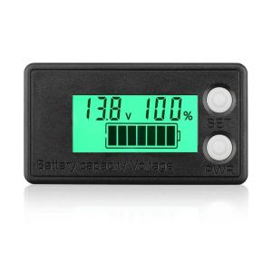 imageDROK Waterproof Battery Monitor 8100V Volt Meter Battery Capacity Tester LCD Display with Green Backlight Fit for Car Golf Cart RV MarineGreen