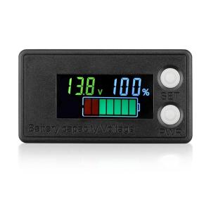 imageDROK Waterproof Battery Monitor 8100V Volt Meter Battery Capacity Tester LCD Display with Green Backlight Fit for Car Golf Cart RV MarineMulticolored