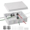 imageDROK Electrical Junction Box  Reinforced ABS Small Plastic Shockproof IP65 Waterproof Storage Box with 2 M25 Cable Glands 591x433x276 inch150x110x70mmWhite