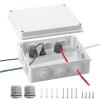 imageDROK Electrical Junction Box  Reinforced ABS Small Plastic Shockproof IP65 Waterproof Storage Box with 2 M25 Cable Glands 591x433x276 inch150x110x70mmWhite