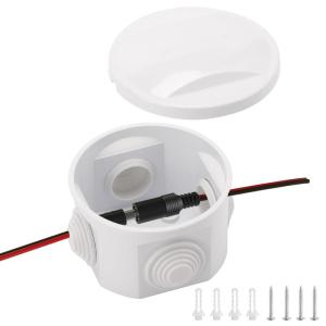 imageDROK Electrical Junction Box  Reinforced ABS Small Plastic Shockproof IP65 Waterproof Storage Box with 2 M25 Cable Glands 591x433x276 inch150x110x70mmWhite